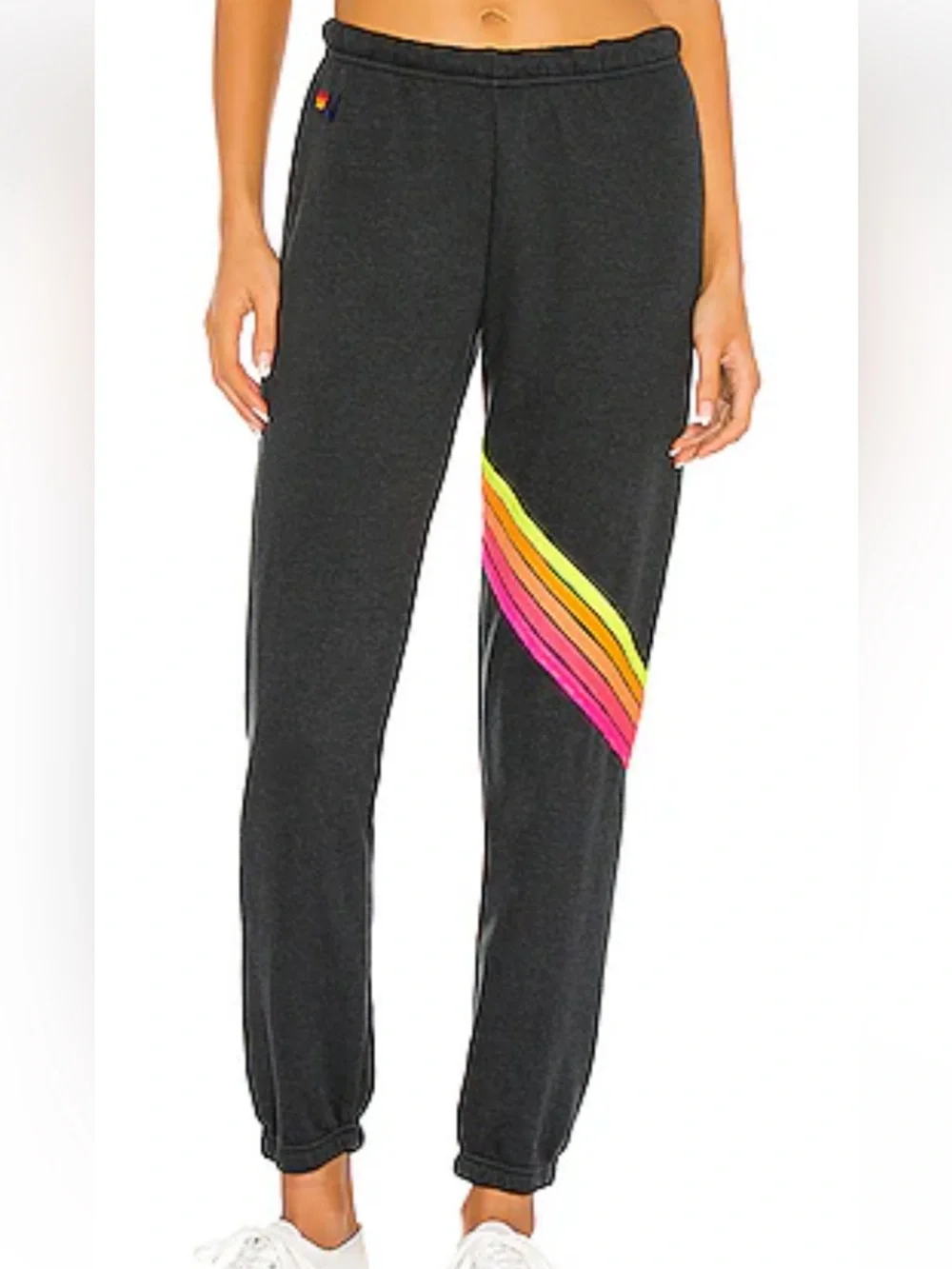 Aviator Nation - Women's Sweatpants. Rainbow Chevron Stripe Charcoal Gray Medium
